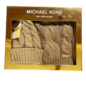 Michael Kors Women’s Cable Knit Scarf and Beanie Hat Set